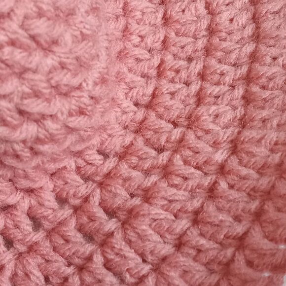 Cosmetic Pink with White Trim Handmade Acrylic Crocheted Summer Sun Hat One Size - Picture 11 of 12